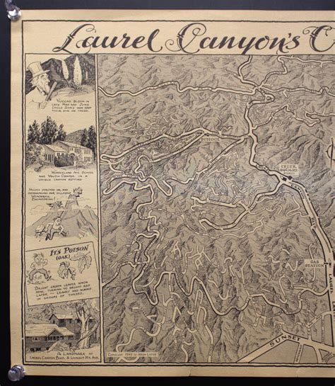 1949 Laurel Canyons Own Map By Wren Lister Pictorial Cartoon Original