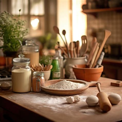 Premium Ai Image Baking Ingredients Placed On Table