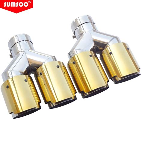 Genuine SUMSOO Universal Car Modify Glossy Muffler TipY Shape Double