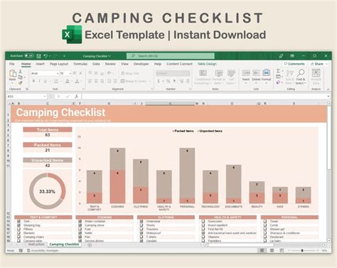 Excel Camping Checklist Camping List Template Spreadsheet Template