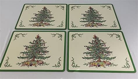 Spode Xmas Tree Pimpernel Placemats Set Cork Backed Made In England