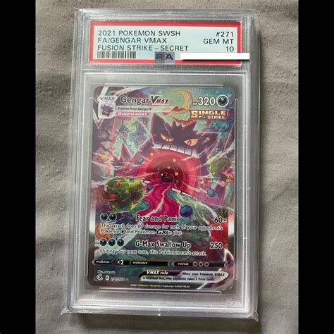 PSA 10 Gengar Vmax Alt Art Fusion Strike 271 264 Pokemon Card TCG