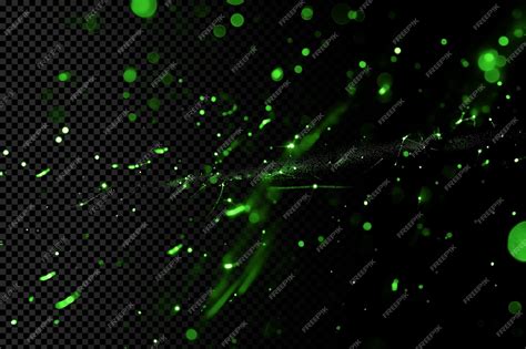 Green Fire Sparks Overlay Effect In Transparent Background Premium Ai