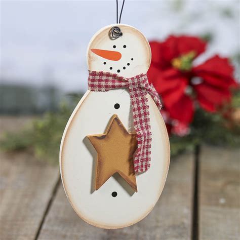 Primitive Wood Snowman Ornament Christmas Ornaments Christmas And