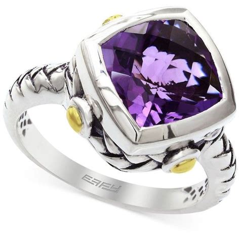 Effy Amethyst Ring In Sterling Silver And 18k Yellow Gold