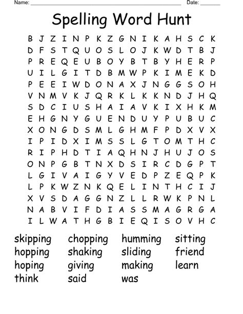 Spelling Word Hunt Word Search Wordmint