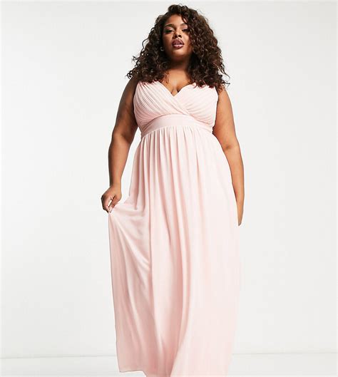 Tfnc Plus Bridesmaid Wrap Front Chiffon Maxi Dress With Embellished