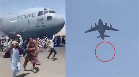 Graphic Video People Hang Onto Us Air Force Plane As It Takes Off