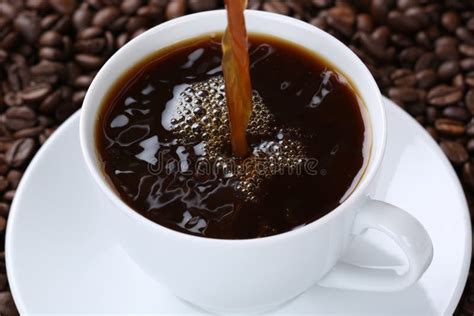 Hot Coffee Pouring Into A Cup Stock Photo Image Of Drinks Space