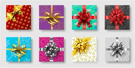 Gift Boxes With Ribbon Bow Gifts Decoration Bows Christmas Holidays