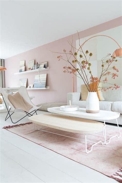 Rosa Väggar Pink Living Room Interior Pastel Interior