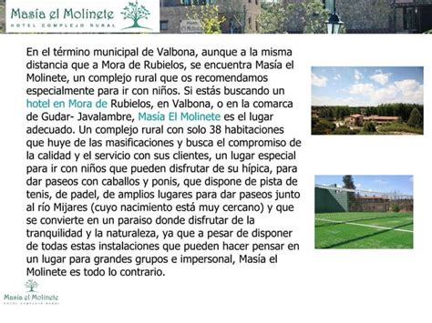 HOTELES PARA IR CON NIÑOS EN MORA DE RUBIELOS MASIA ELMOLINETE PPT