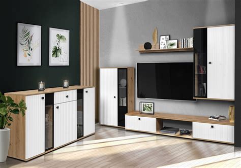 Meble SALSA MDF Komoda Szafka RTV Witryna Loft A B SL WH AR01 20