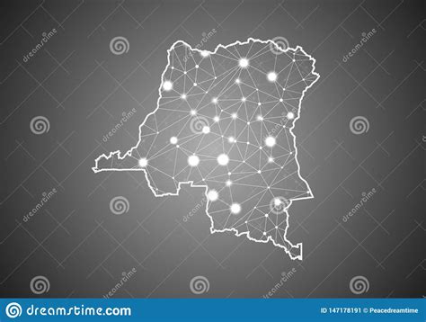 Vector Wireframe Mesh Polygonal Of Congo Dr Map Abstract Global