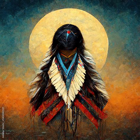 Native American Indian Woman Painting In The Desert Poster Abstract