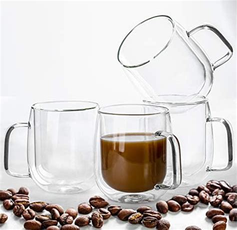 Amazon Cnglass Glass Coffee Mugs Oz Double Wall Insulated Mug