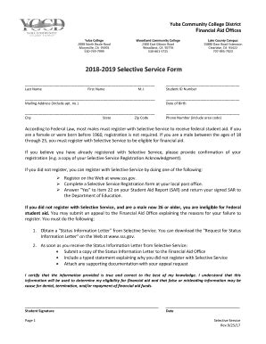 Fillable Online Wcc Yccd 2018 2019 Selective Service Form Wcc Yccd