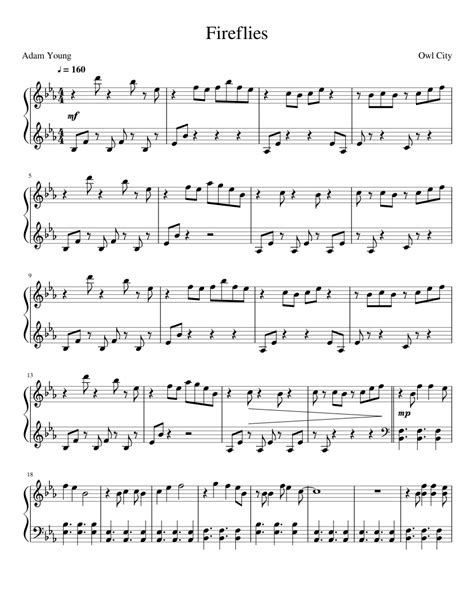 Fireflies Owl City Fireflies Sheet Music For Piano Solo