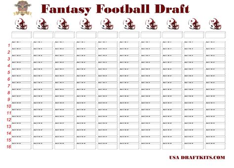 10 Team 16 Round Downloadable Draft Board - Etsy