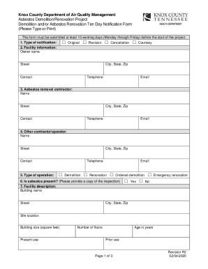 Fillable Online Ms Asbestos Demolition Renovation Notification Form