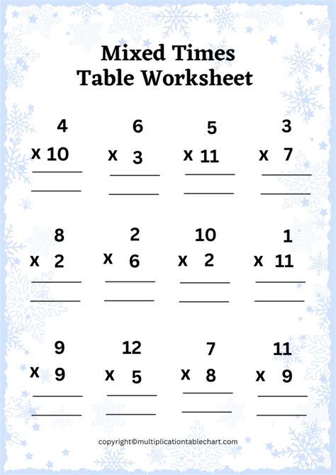 Mixed Times Table Worksheet For Grade 4 5 Free Printable