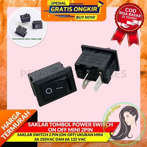 Jual Saklar Tombol Power Switch On Off Mini Pin Kotak Black Ecer