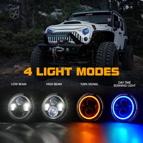 Xprite 7 90W LED Headlights DOT Chasing Halo For 1997 2018 Jeep