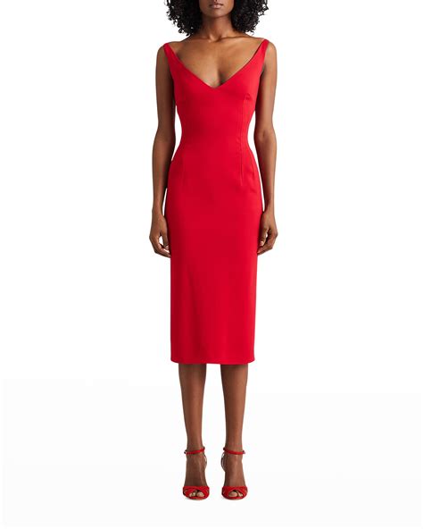 V Neck A Line Dress Neiman Marcus