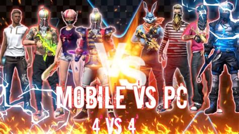 Free Fire Custom Challenge 4 Vs 4 Pc Player Vs Mobile Player Youtube