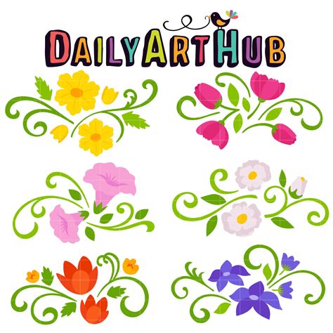 Floral Spray Bouquets Clip Art Set Daily Art Hub Graphics