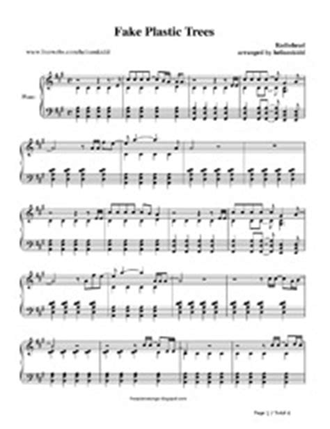 Fake Plastic Trees Radiohead Free Piano Sheet Music Piano Chords