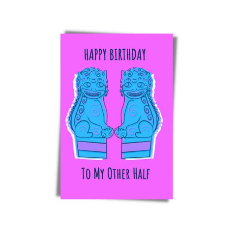 Happy Birthday To My Other Half Foo Dog Greeting Card Bookazine Hk