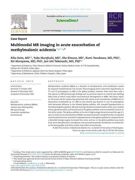 Pdf Multimodal Mr Imaging In Acute Exacerbation Of Methylmalonic Acidemia