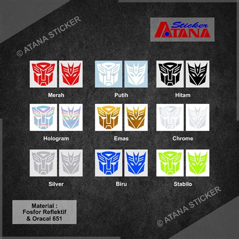 Jual Stiker Cutting Transformers Autobot Decepticon Logo Emblem