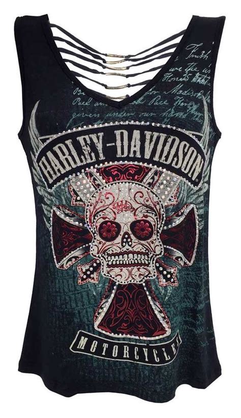 Harley-Davidson Women’s Tank Top, Embellished Skull Metal Biker HD315 ...