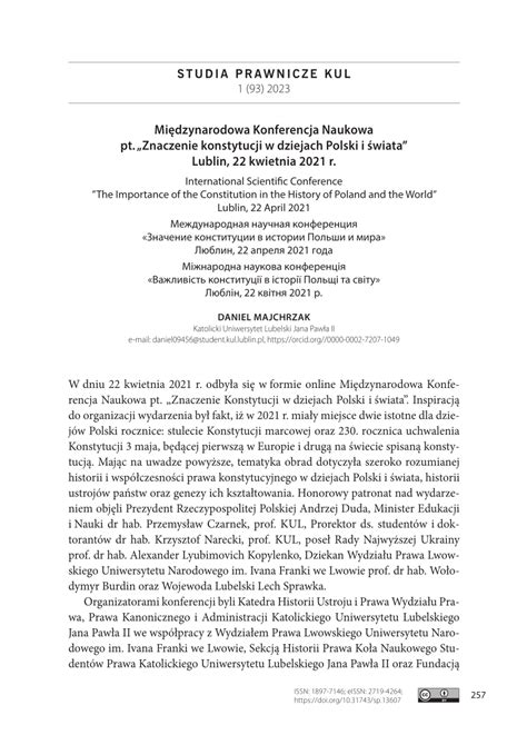 Pdf Mi Dzynarodowa Konferencja Naukowa Pt Znaczenie Konstytucji W