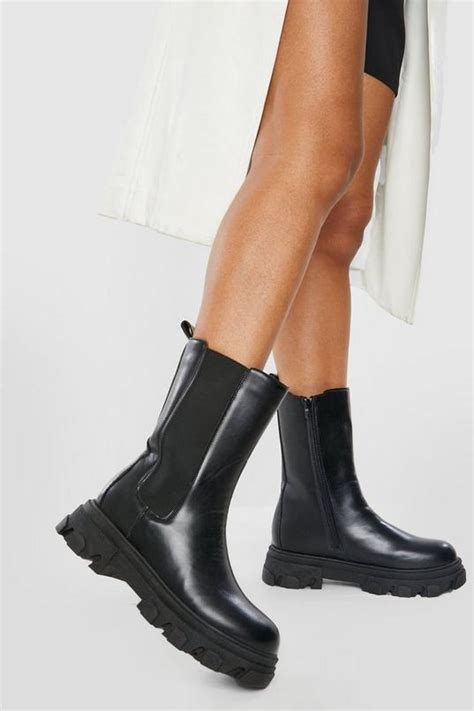 Wide Fit Tab Detail Chelsea Boots Boohoo Uk