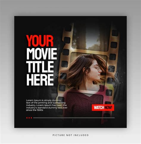 Premium PSD | Square banner template with film or movie frame