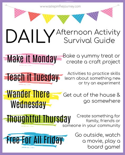 Daily afternoon activity guide – Artofit