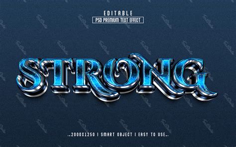 Strong Blue Metallic Text Effect Photoshop Premium Psd File