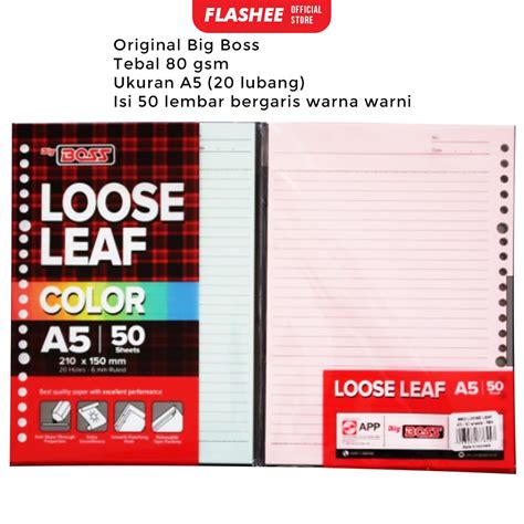 Jual Flashee Loose Leaf Color Warna Warni Rainbow A5 Isi Kertas Binder