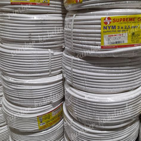 Jual NYM 3x2 5 Mm SUPREME KABEL 3 X 2 5 Mm Kawat Tunggal 100 Mtr