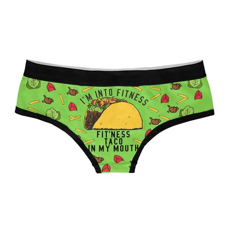 Womens Fitness Tacos Panties Funny Bikini Brief Hilarious Saying Gym G Nerdy Shirts