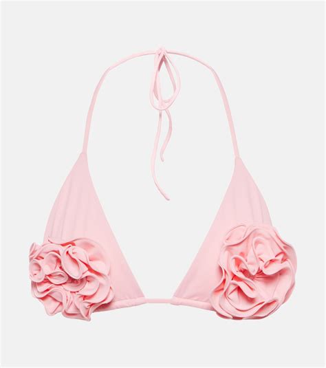 Floral Appliqu Triangle Bikini Top In Pink Magda Butrym Mytheresa