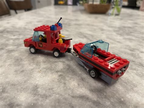 Vintage Fire Truck And Boat Based Off Truck From 6387 And Boat From 6354 R Lego