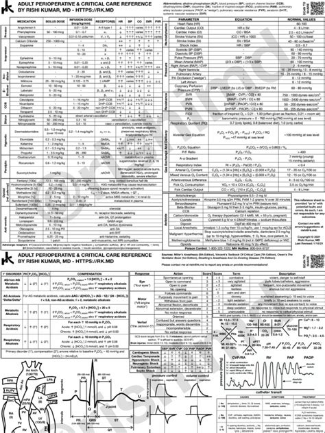 Rk Perioperative Critical Care Sheet Jan 2021 Pdf