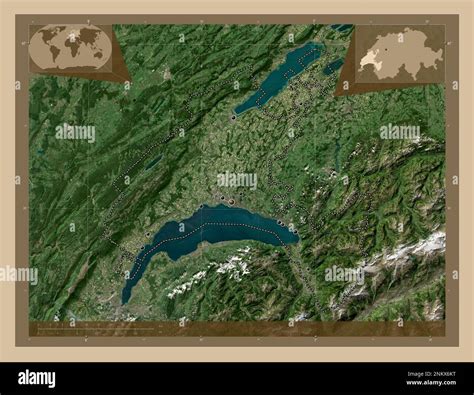 Vaud Canton Of Switzerland Low Resolution Satellite Map Locations Of