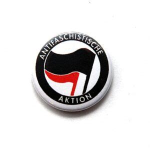 Antifaschistische Aktion Button Black Red Fire And Flames Music