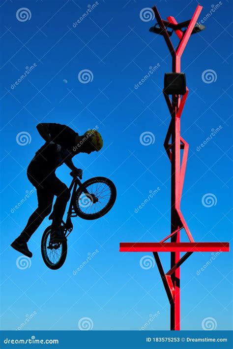 Bike stunts on the street stock image. Image of access - 183575253