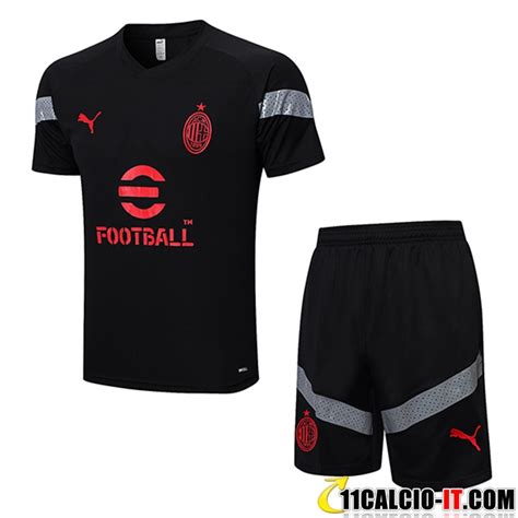 Repliche Kit Maglia Allenamento Pantaloncini Ac Milan Nero